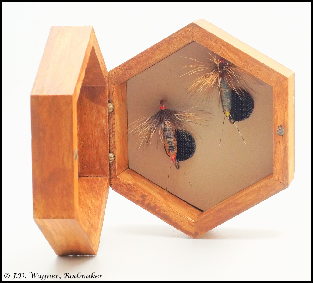 Fine collection of Folk Art Wood Fly Boxes, J.D. Wagner, Agent