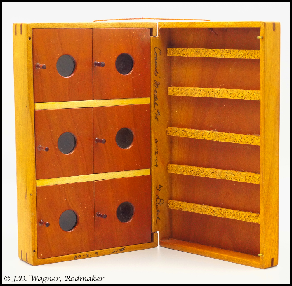 Fine collection of Folk Art Wood Fly Boxes, J.D. Wagner, Agent