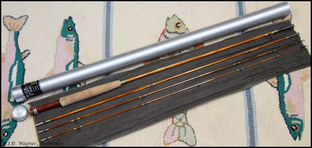 Antique Split Bamboo Fly Fishing Rod 8' Crown Logo Box Tokyo Japan 4 pc  Short Op
