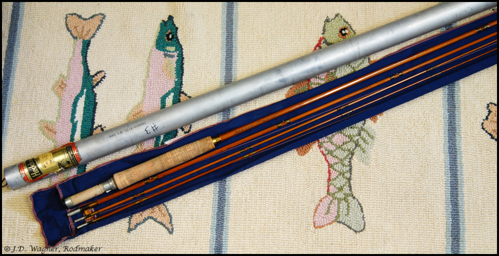 Vintage Heddon bamboo rod, J.D. Wagner, Agent