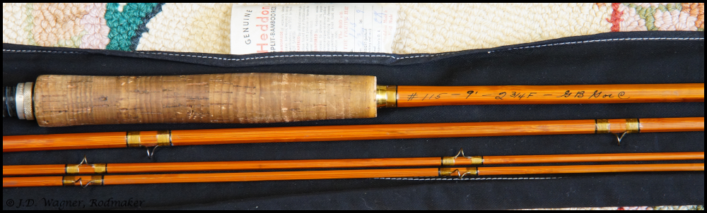 Vintage Heddon Bamboo Rod, J.D. Wagner, Agent