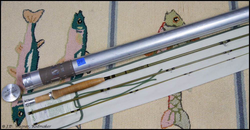 Vintage Orvis fiberglass rod, J.D. Wagner, Agent