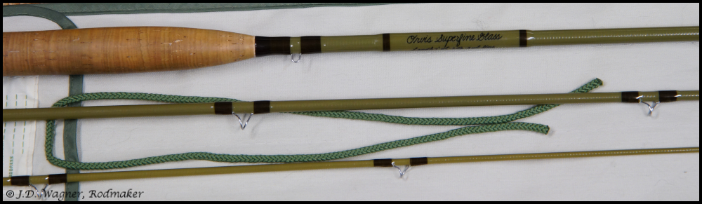 Vintage Orvis fiberglass rod, J.D. Wagner, Agent