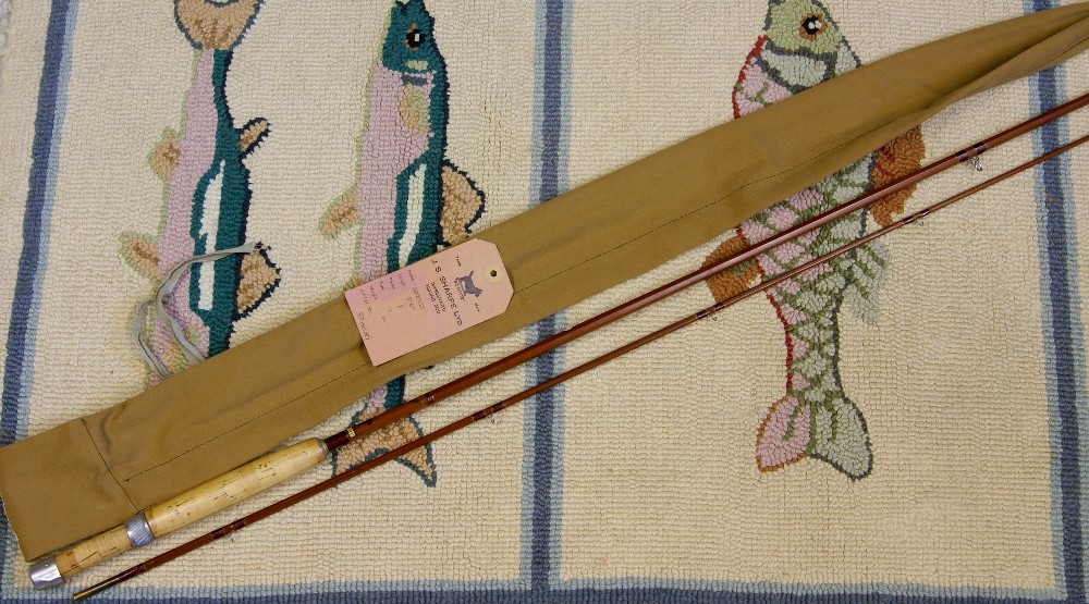 Vintage Sharpes Scottie bamboo rod, J.D. Wagner, Agent