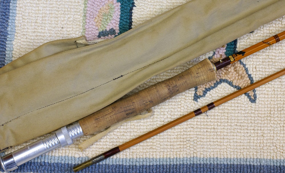 Vintage Sharpes Scottie bamboo rod, J.D. Wagner, Agent