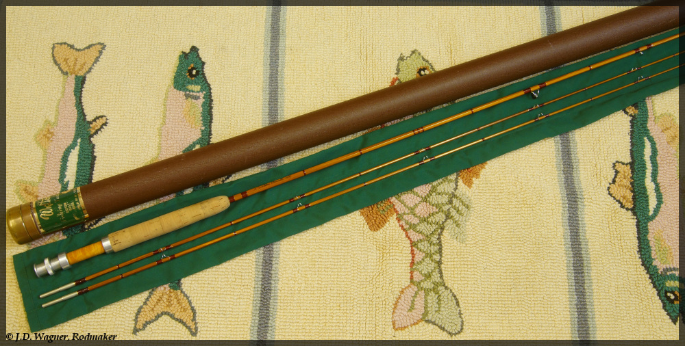 Vintage Walton Powell bamboo rod, J.D. Wagner, Agent