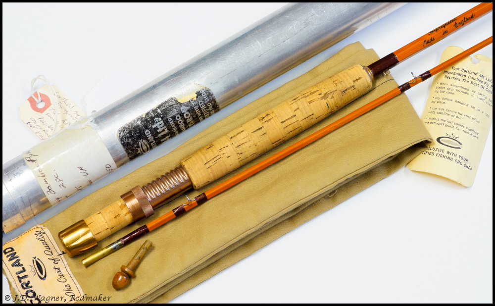 Vintage Cortland 444 cane rod, J.D. Wagner, Agent