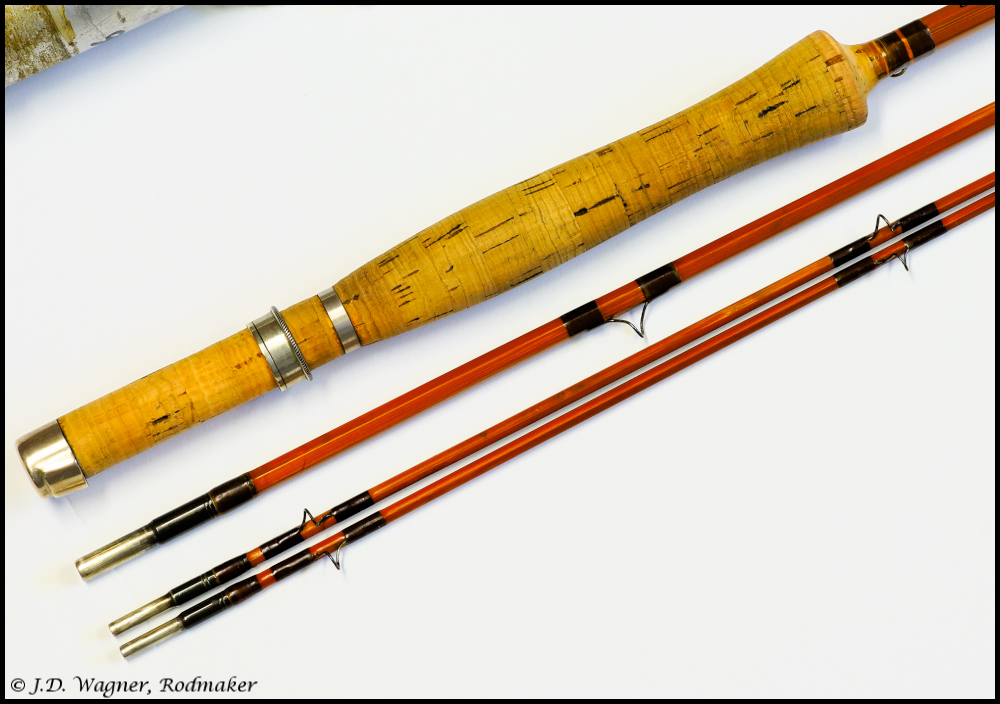 Vintage Amherst Bamboo rod, J.D. Wagner, agent